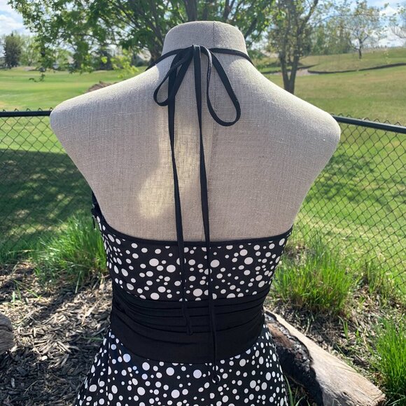 Vintage 90s Y2K Le Chateau Polka Dot Halter Dress - Picture 6 of 14
